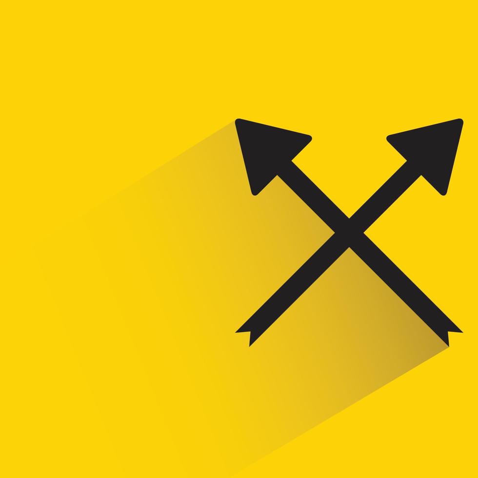 crossed arrows icon on yellow background vector