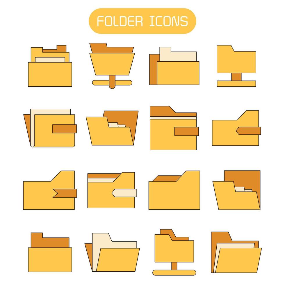 folder and archive file icons vector