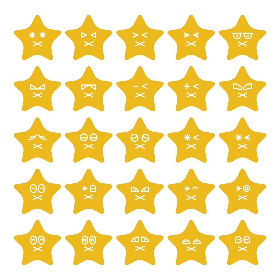 mute star emoticon vector set