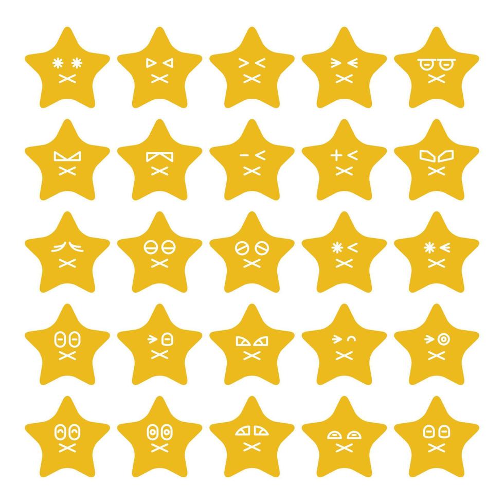 conjunto de vectores de emoticonos de estrellas mudas