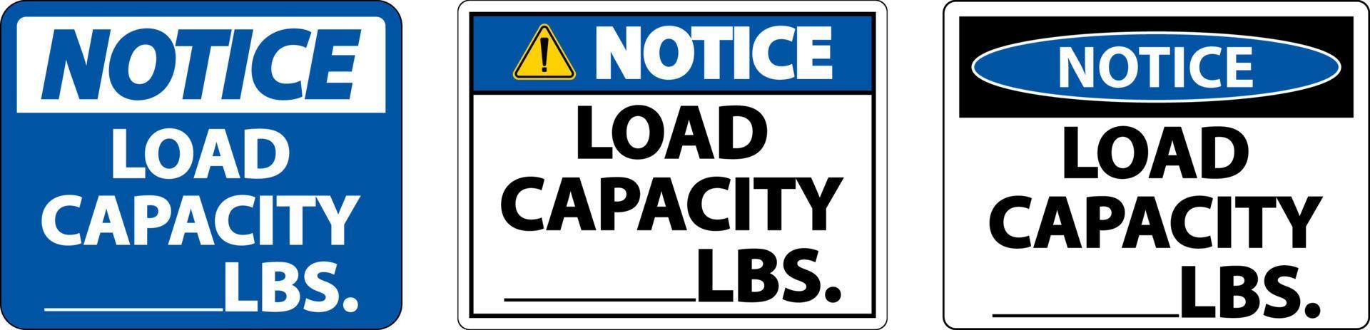 Notice Load Capacity Label Sign On White Background vector