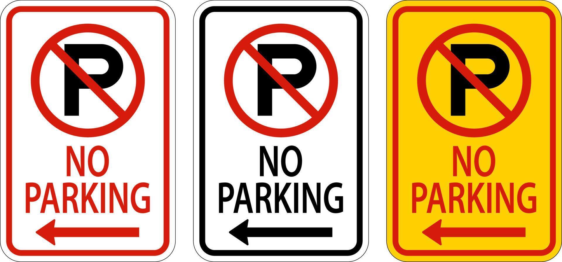 No Parking Left Arrow Sign On White Background vector