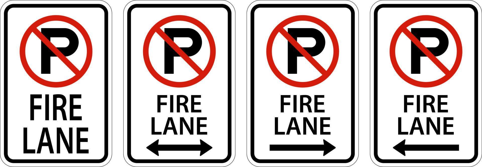 No Parking Fire Lane Sign On White Background vector