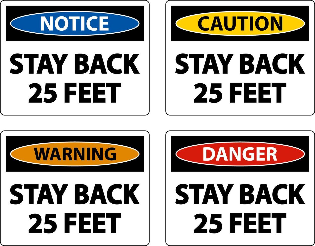 Stay Back 25 Feet Label Sign On White Background vector