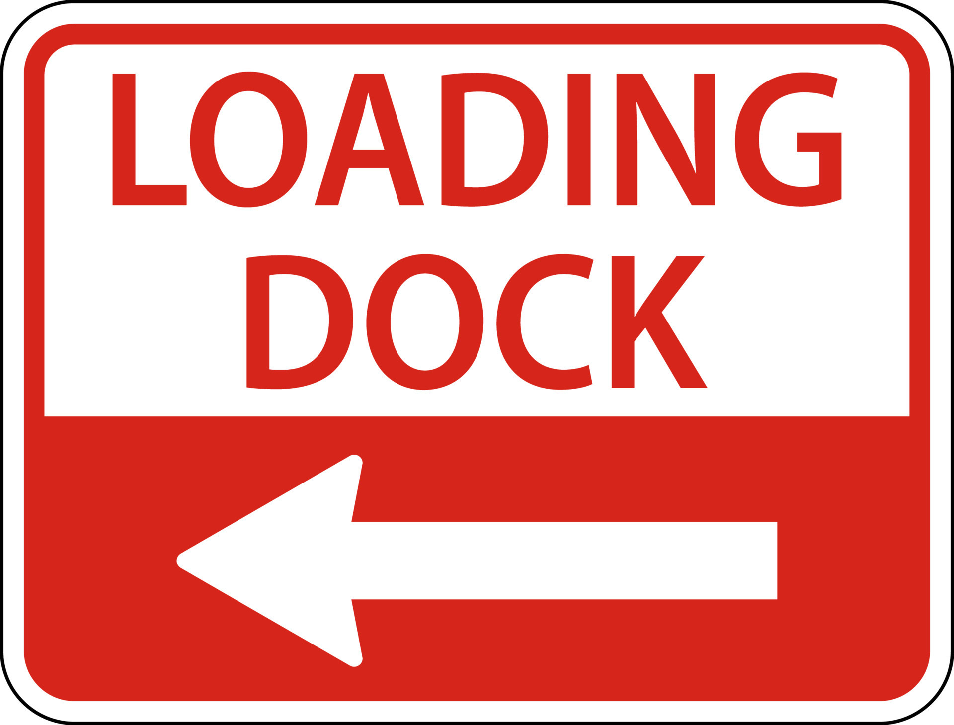 Loading Dock Left Arrow Sign On White Background 7486873 Vector Art at Vecteezy