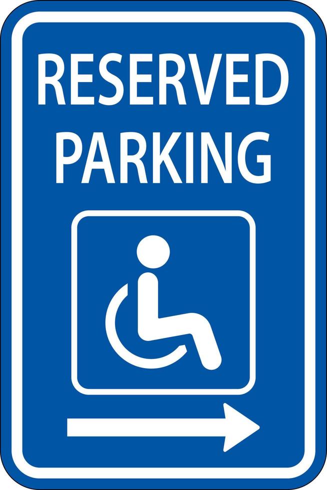signo de estacionamiento reservado accesible, flecha derecha vector