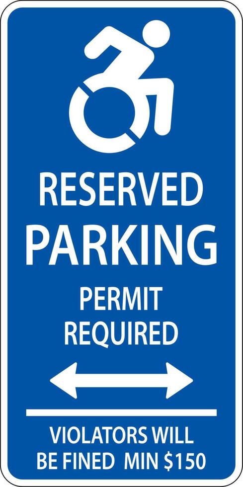 Handicap Parking Sign,Double Arrow Sign On White Background vector