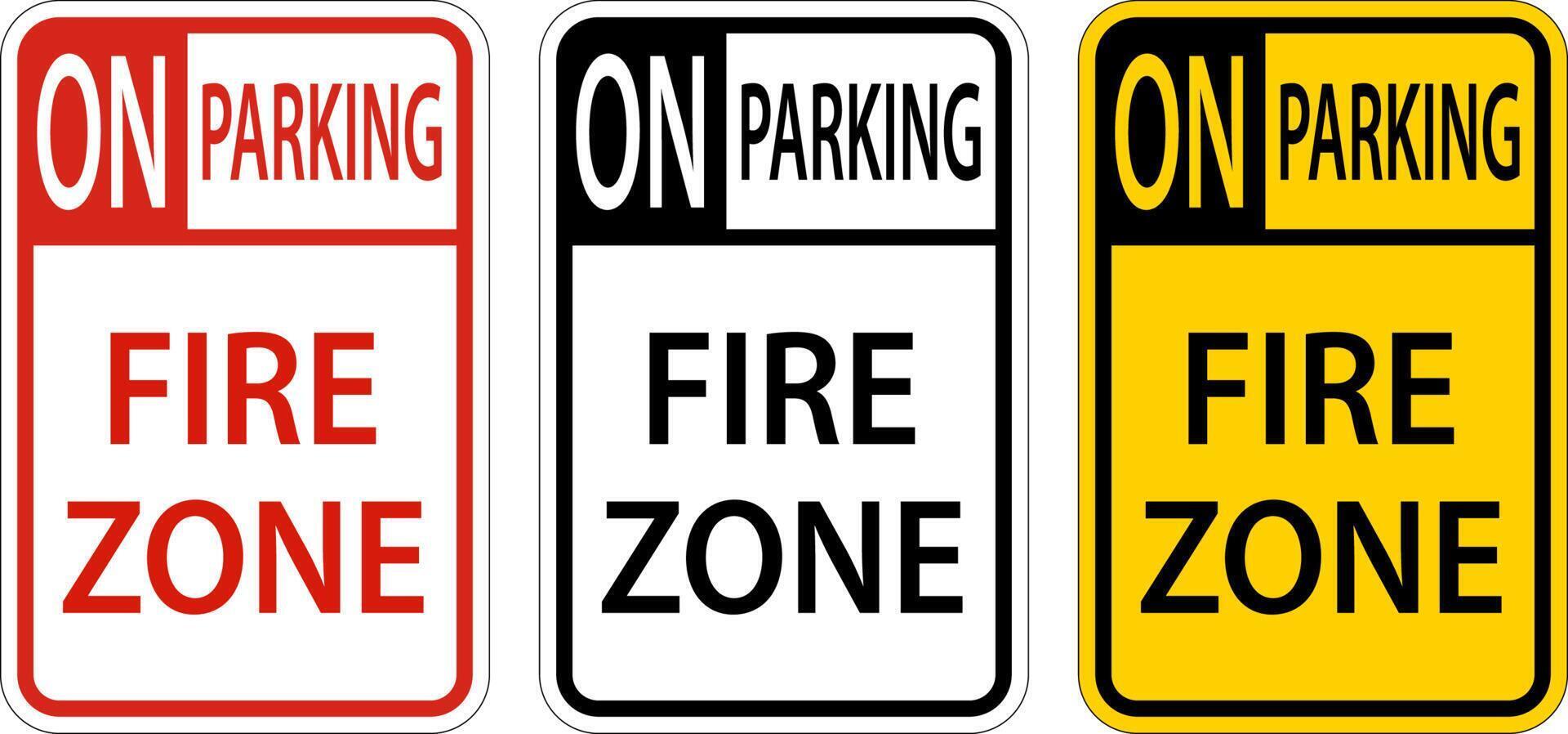 No Parking Fire Zone Sign On White Background vector