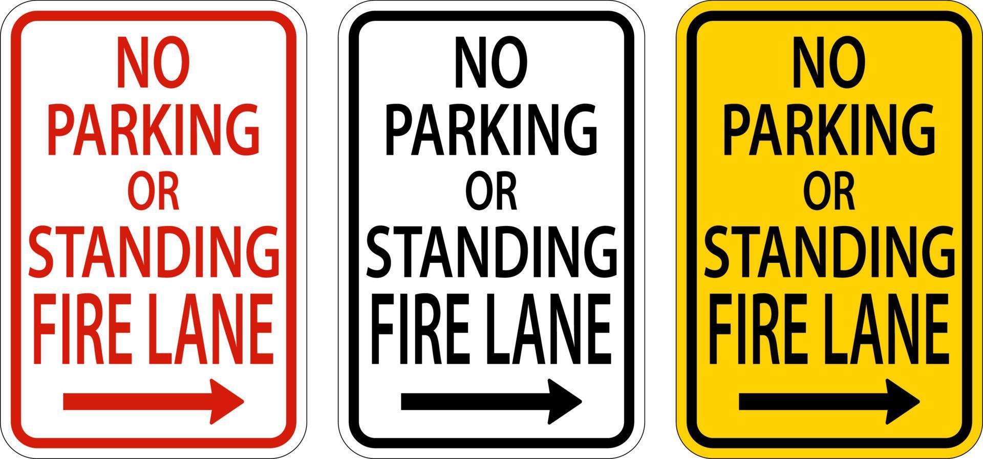 No Parking Fire Lane Right Arrow Sign On White Background vector