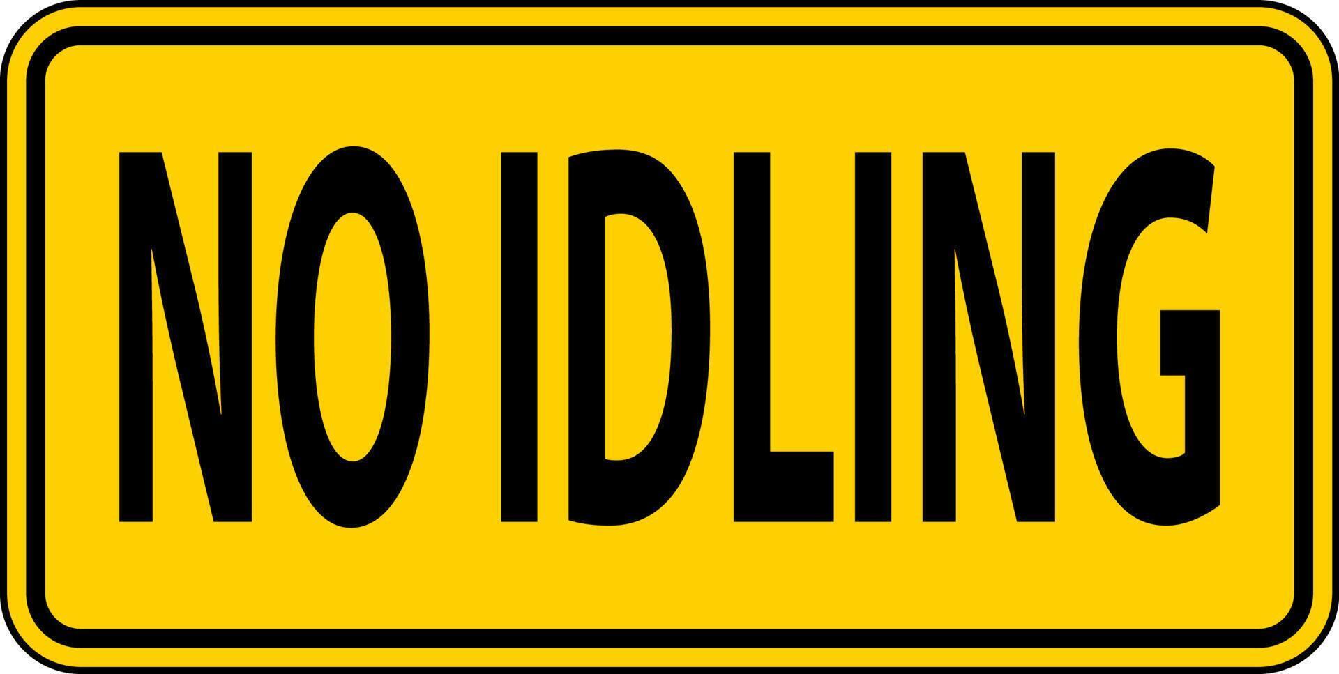 No Idling Sign On White Background vector