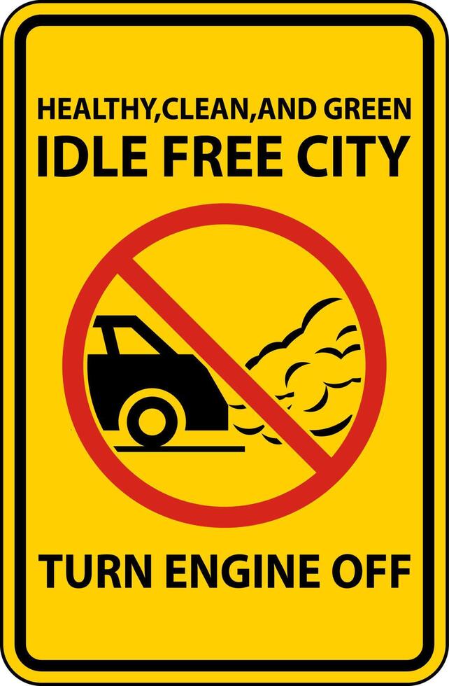 Idle Free City Turn Off Engine Sign On White Background vector