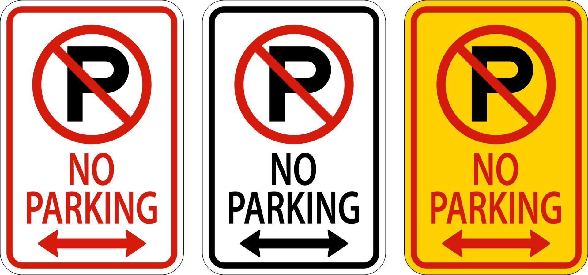 No Parking Double Arrow Sign On White Background vector