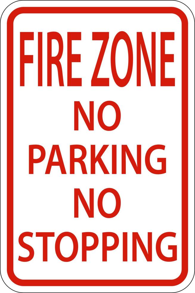 zona de fuego sin estacionamiento sin señal de parada sobre fondo blanco vector