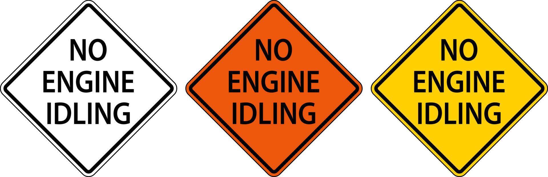 No Engine Idling Sign On White Background vector