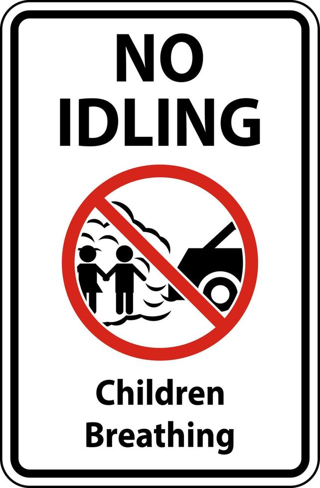 No Idling Children Breathing Sign On White Background vector