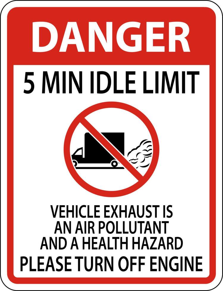 Danger 5 Min Idle Limit Sign On White Background vector