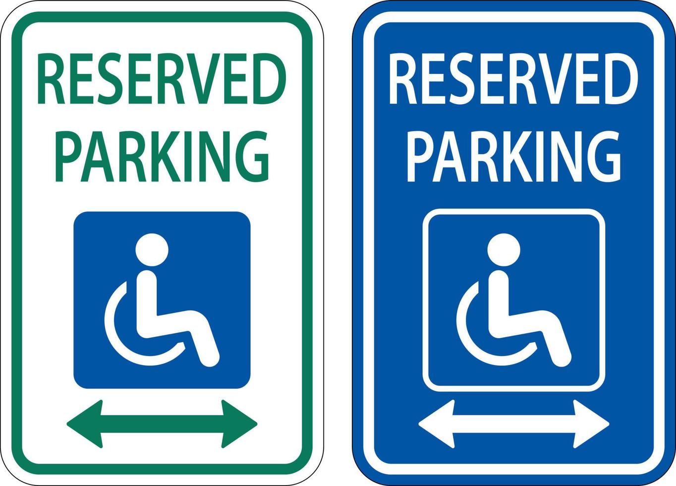 signo de estacionamiento reservado accesible, doble flecha vector
