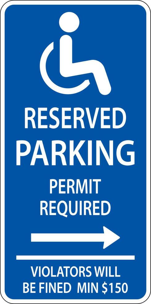 Handicap Parking Sign,Right Arrow Sign On White Background vector