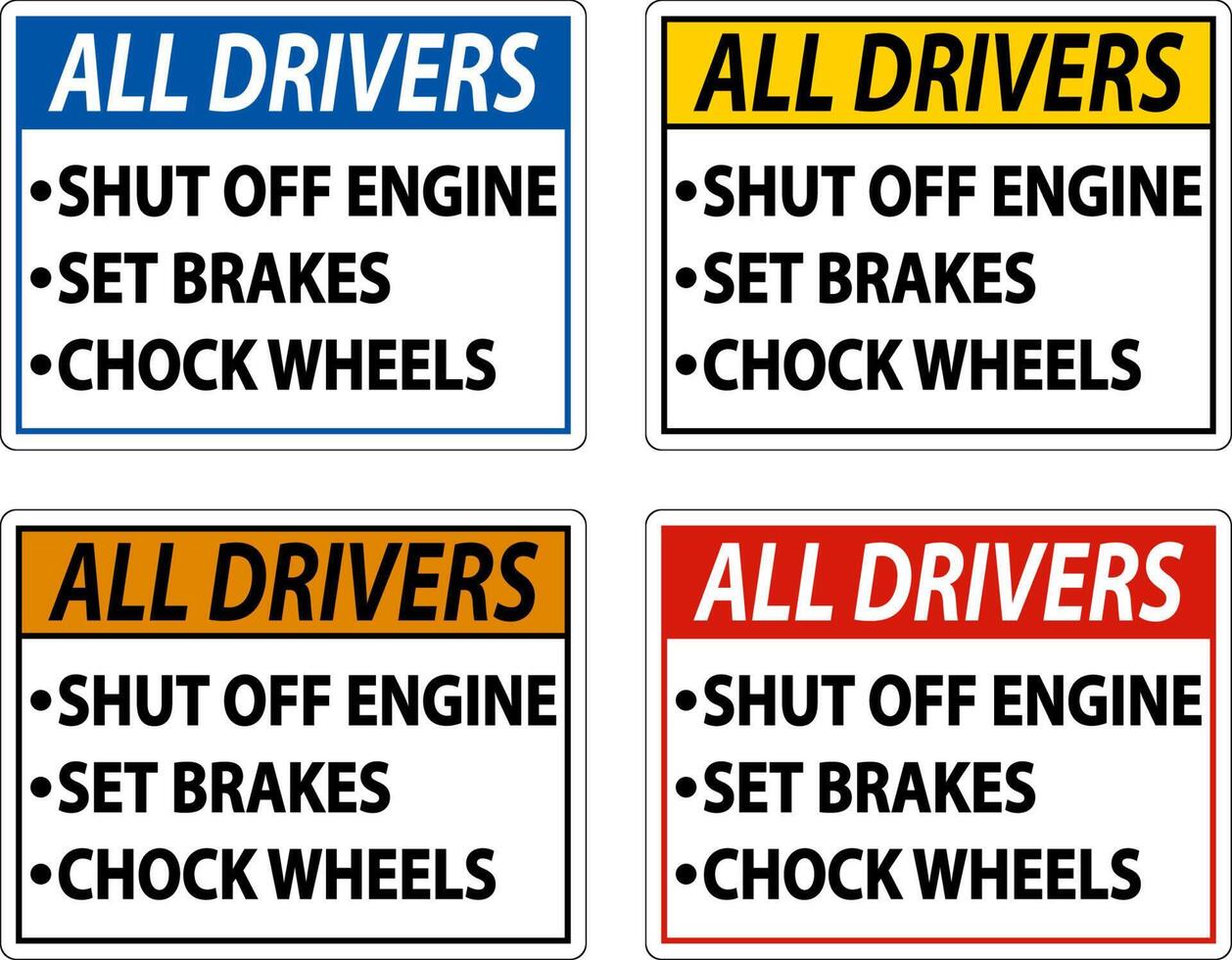 Truck Driver Parking Checklist Sign On White Background vector