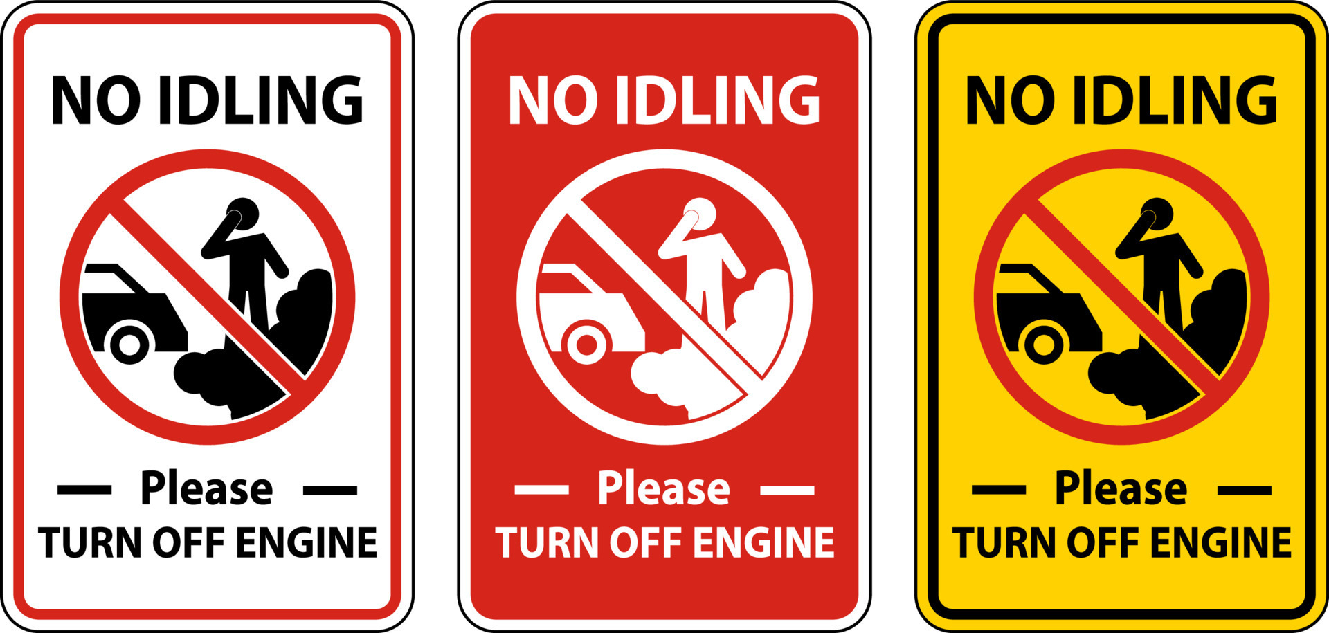 No Idling Turn Off Engine Sign On White Background 7487177 Vector Art