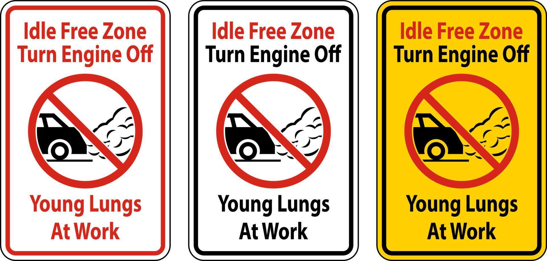 Idle Free Zone Turn Off Engine Sign On White Background vector