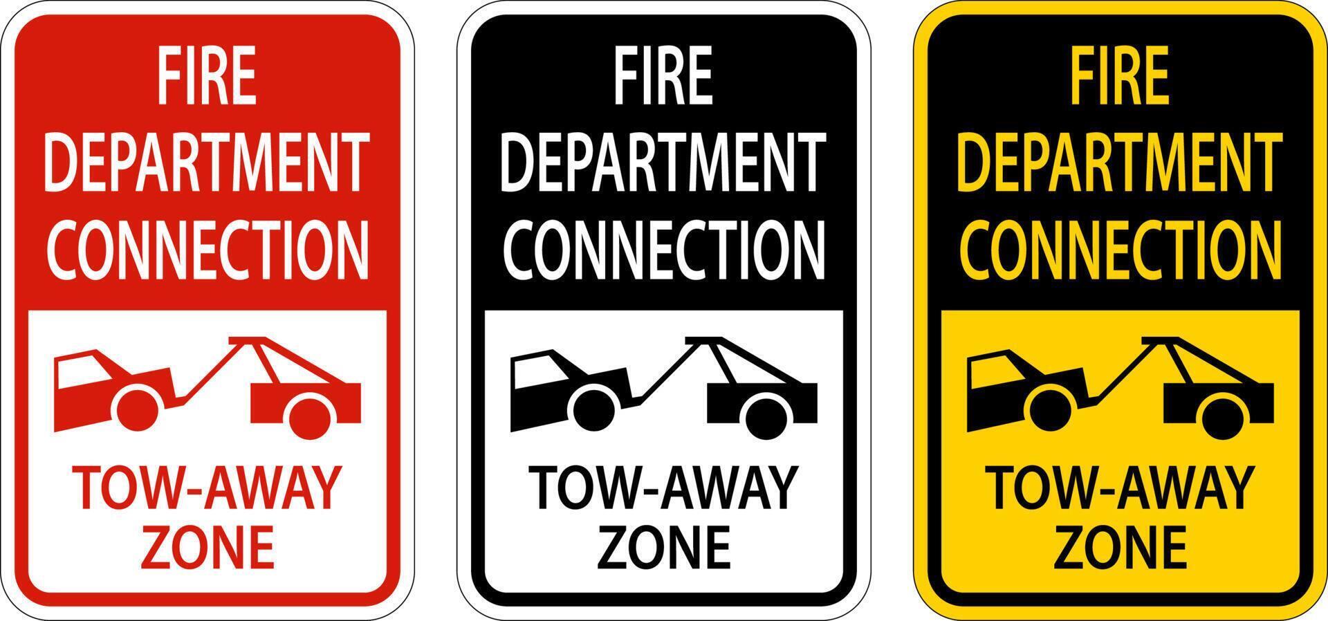 Fire Department Connection Tow Away Zone Sign On White Background vector