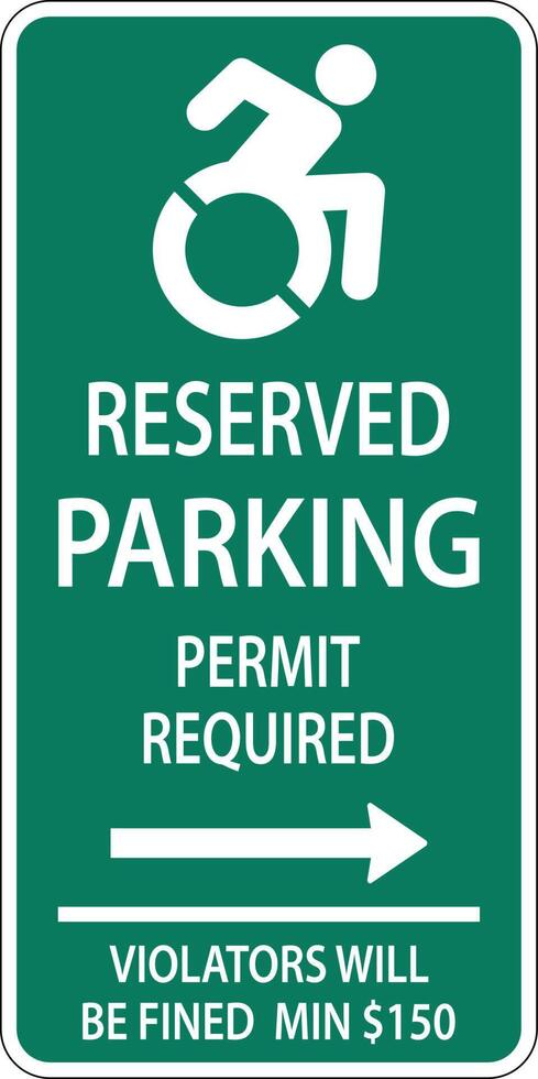 Handicap Parking Sign,Right Arrow Sign On White Background vector