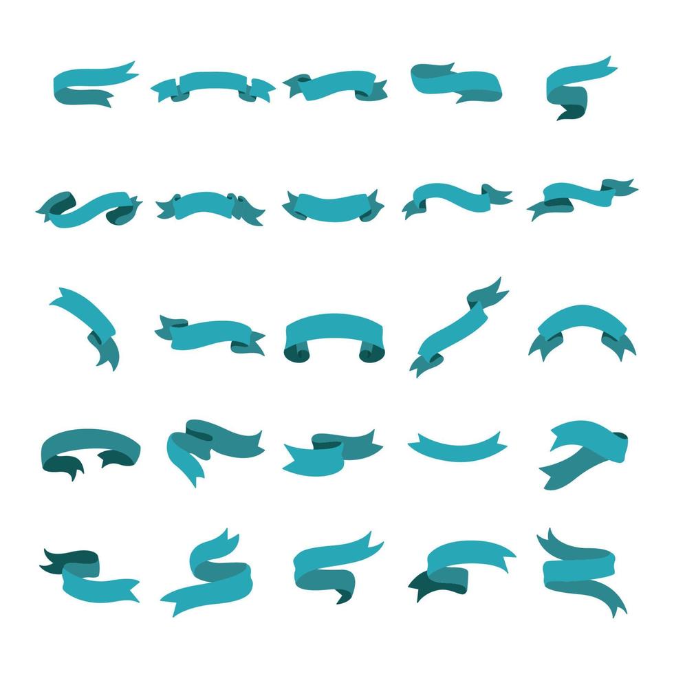 ribbon decoration flat design set vector