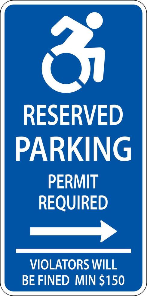 Handicap Parking Sign,Right Arrow Sign On White Background vector