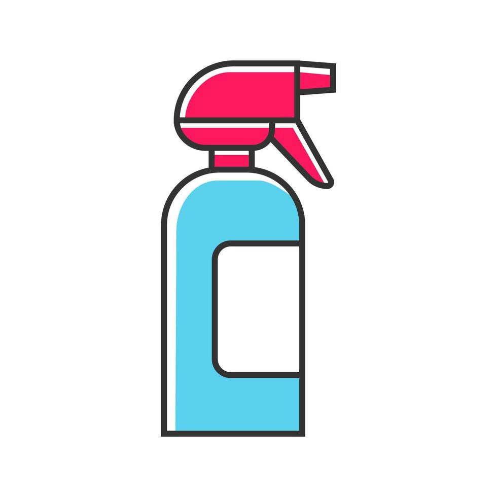 Spray bottle color icon. Dump sprayer for hair. Hairdressing instrument. Professional hairstyling. Hairstylist accessory. Hair moisturizing during haircut. Isolated vector illustration