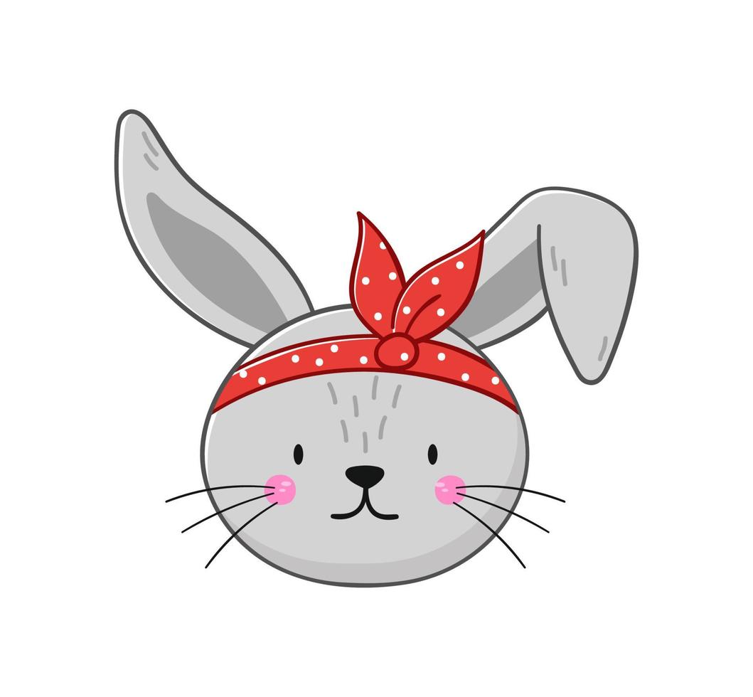 linda cara de conejo. símbolo de la pascua. conejito en estilo de dibujos animados. ilustración vectorial vector