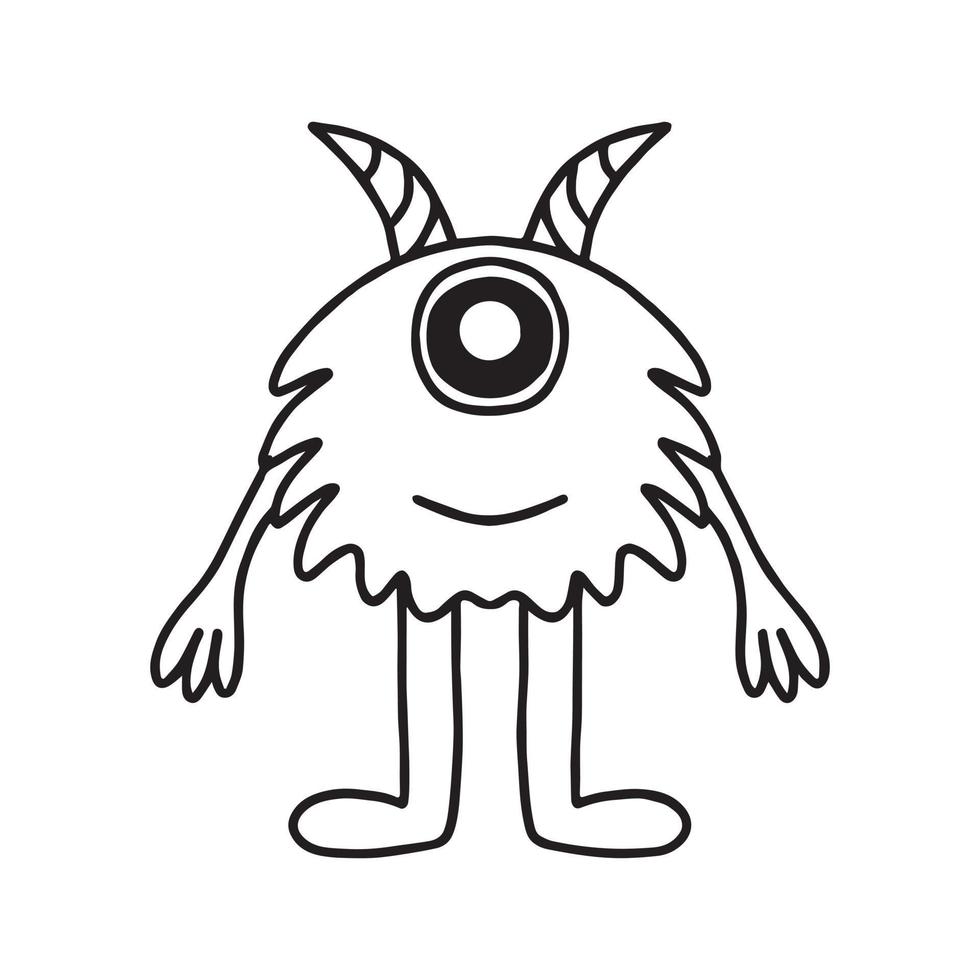 Childish cute monster. Doodle style. Drawn alien. vector illustration.