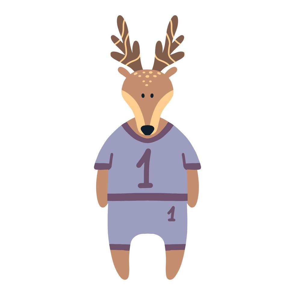 Deer with a basketball. Children's basketball. Hand drawn basketball player. Vector illustration.