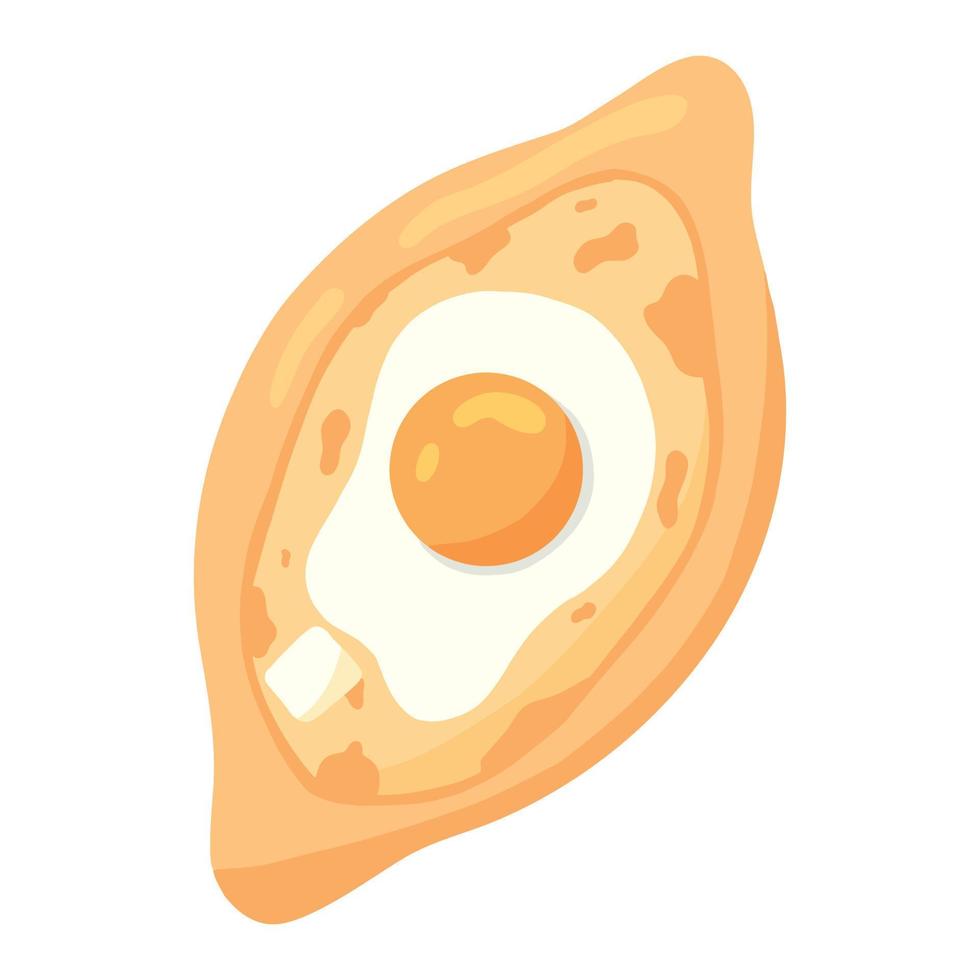 plato tradicional adjariano y georgiano - khachapuri. pan plano recién horneado con queso y huevo aislado sobre fondo blanco. ilustración vectorial dibujada a mano. vector