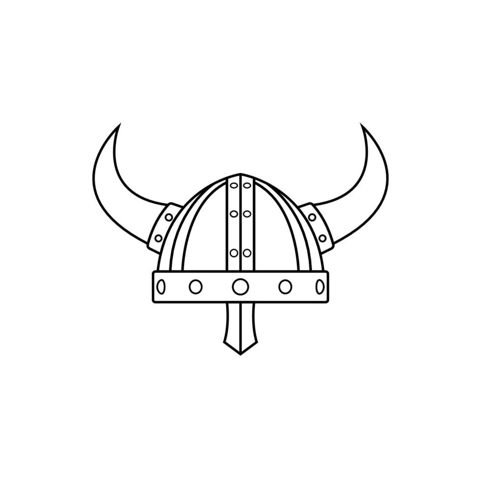 Viking Helmet Outline Icon Illustration on Isolated White Background Suitable for Scandinavia, Vikings, Barbarian Icon vector