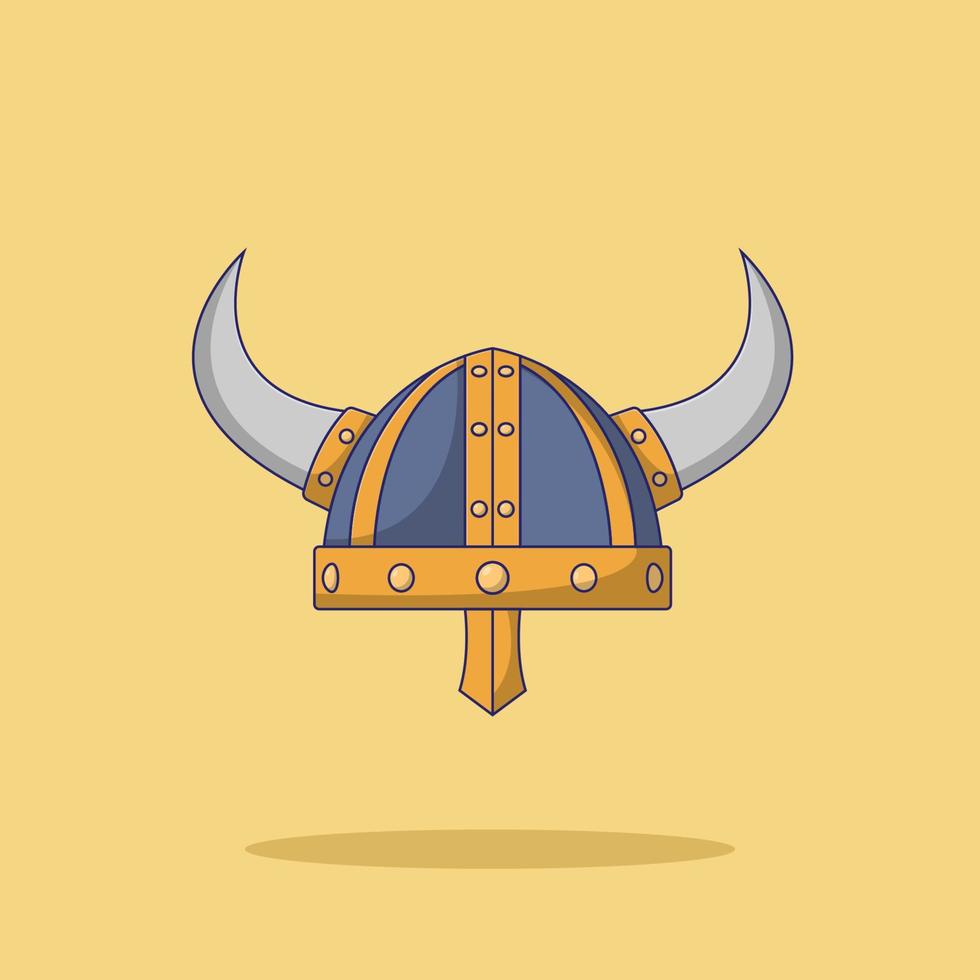 Ilustración de icono de vector de casco vikingo. vectores medievales. estilo de caricatura plano adecuado para la página de inicio web, pancarta, volante, pegatina, papel tapiz, fondo