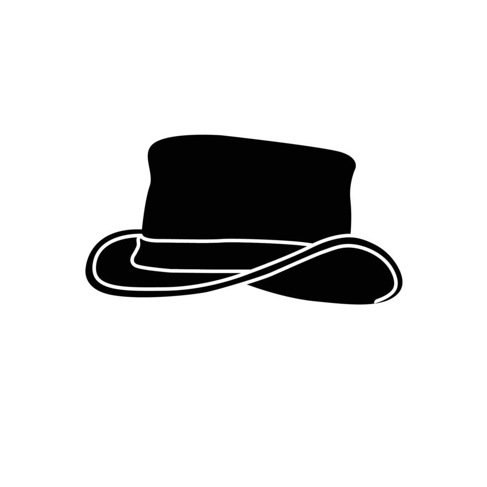 Gentleman Hat Silhouette. Black and White Icon Design Element on Isolated White Background vector