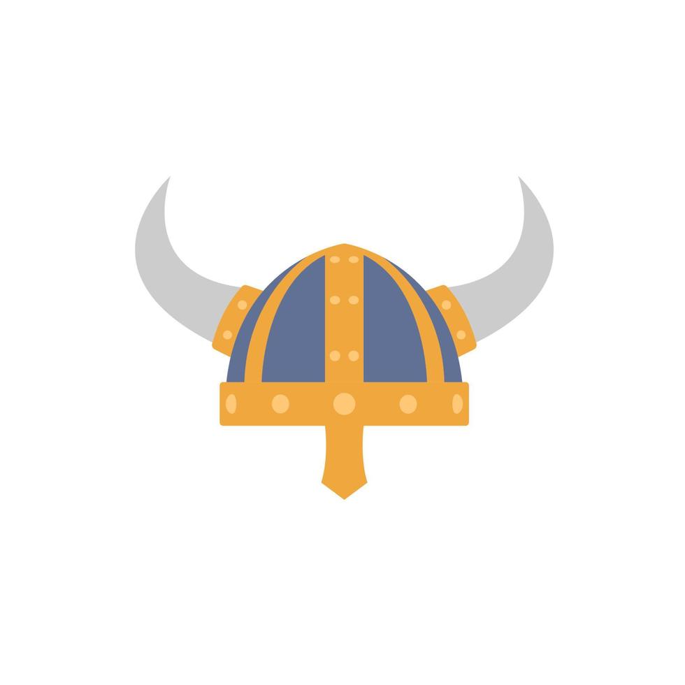 Viking Helmet Flat Illustration. Clean Icon Design Element on Isolated White Background vector