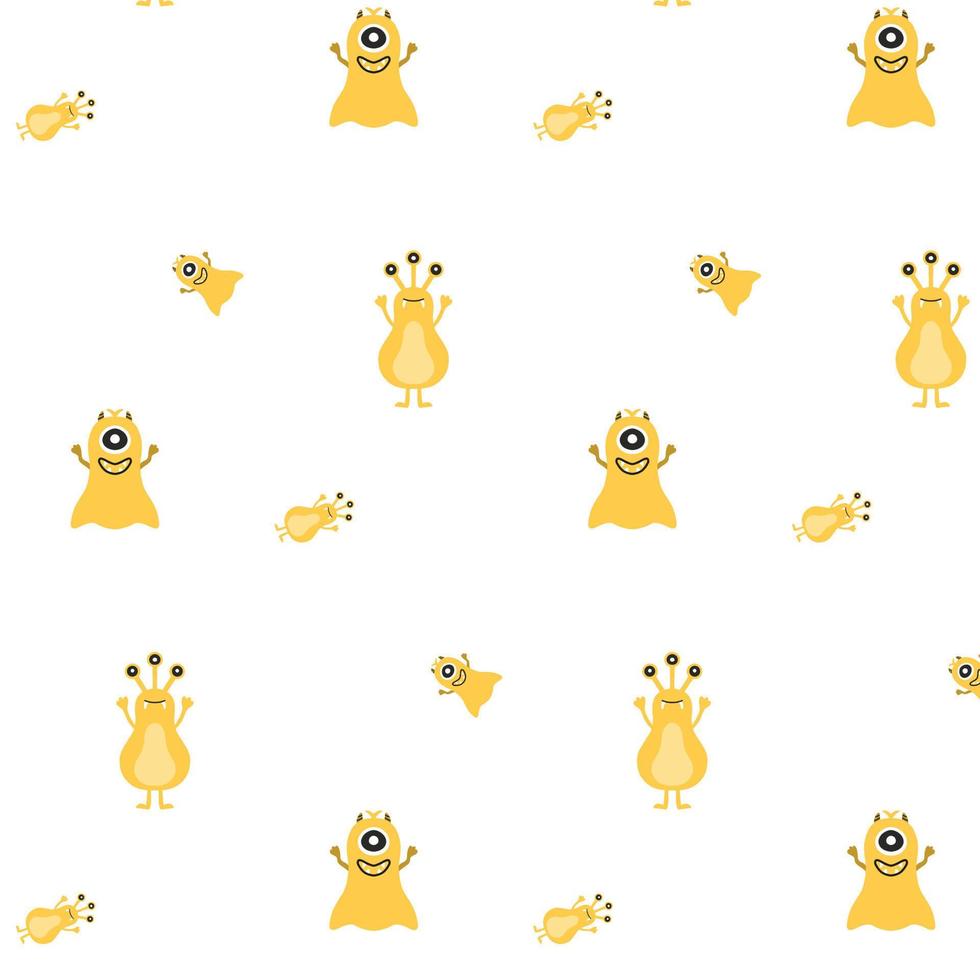 Monster Halloween  pattern. Cute cartoon characters in simple hand-drawn Scandinavian style. Vector childish funny doodle illustration. Baby clothes, textiles, fabric, wallpaper,paper