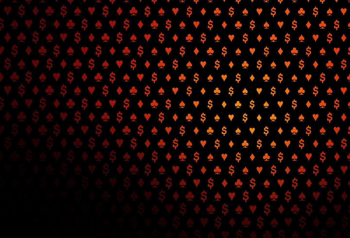 Dark orange vector template with poker symbols.