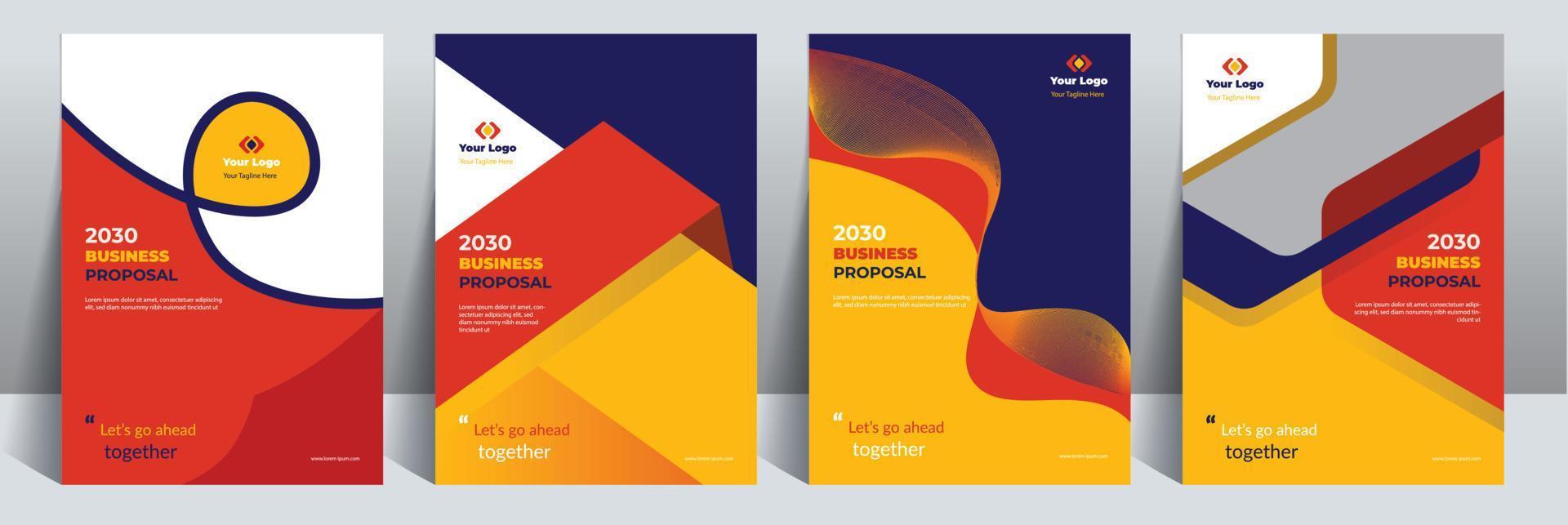 Orange Blue Proposal Catalog Cover Design Template Concept vector