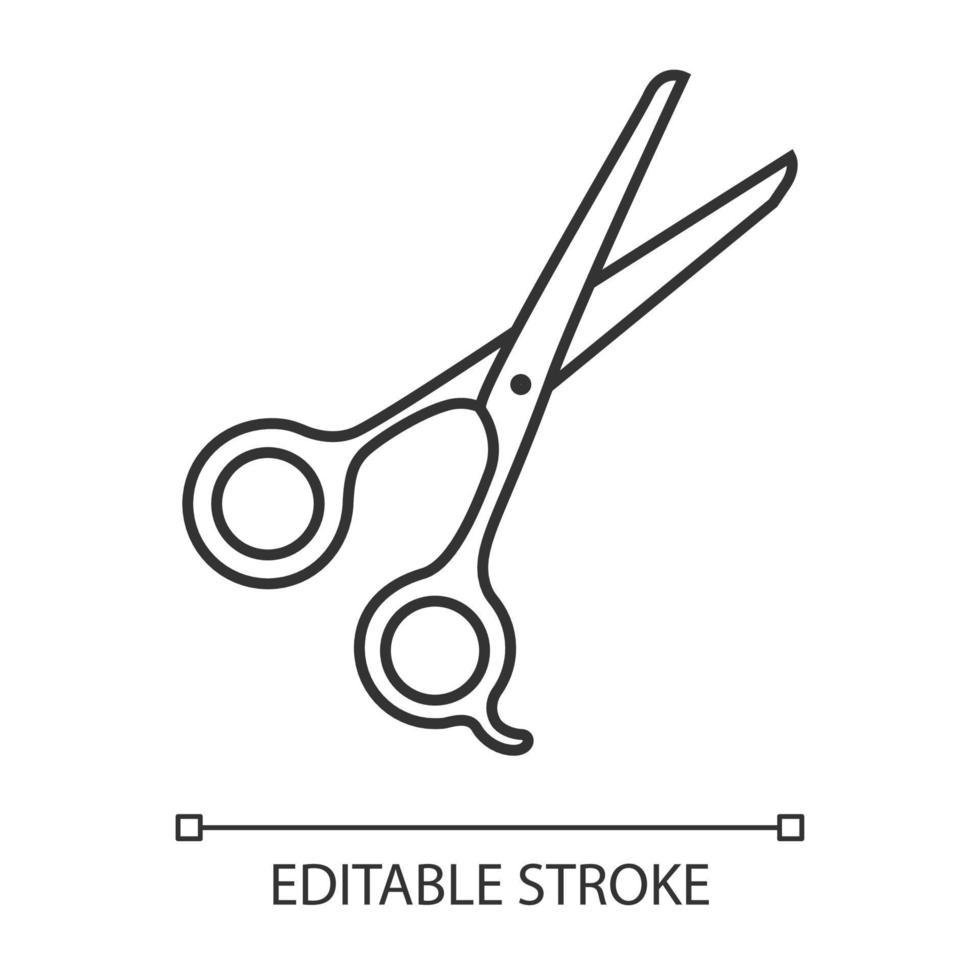 icono lineal de tijeras. tijeras de corte de pelo. instrumento de corte con abrazadera de dedo, icono lineal de tijeras. tijeras de corte de pelo. instrumento de corte con abrazadera de dedo,