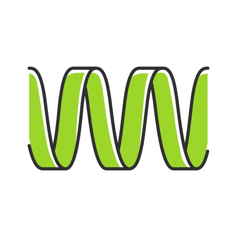 Green sound wave color icon. Wavy ribbon line. Music, melody rhythm digital soundwave. Soundtrack playing abstract waveform. Audio, song frequency, amplitude wave. Isolated vector illustration