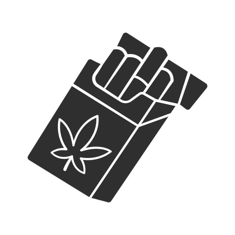 Cigarettes color icon. Weed product. Cannabis industry. Ganja smoking. Hemp distribution and sale. Relaxing CBD ciggy pack. Marijuana legalization. Drug use. Isolated vector illustration