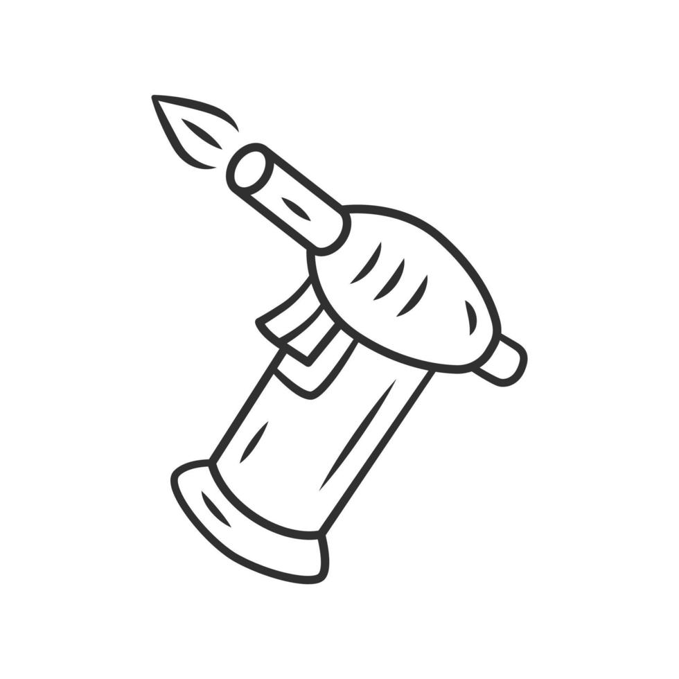Lighter linear icon. Cannabis industry. Ganja smoking device. Cigarette blue gas lighter. Kitchen appliance. Thin line illustration. Contour symbol. Vector isolated outline drawing. Editable stroke