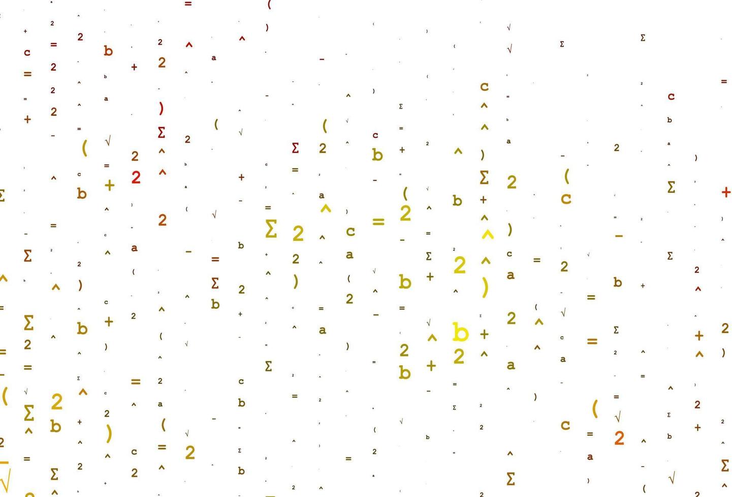 plantilla de vector naranja claro con símbolos matemáticos.