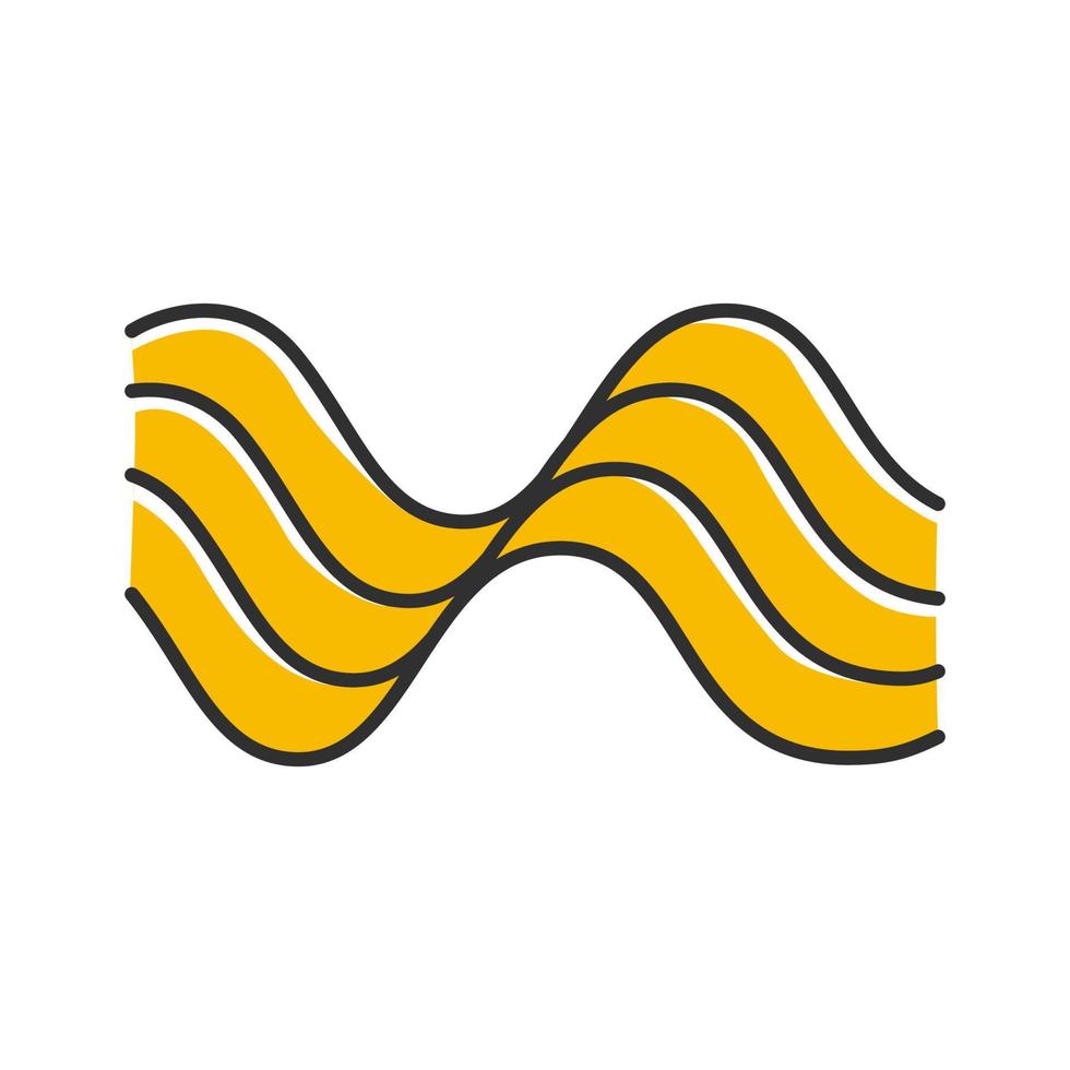 Wavy sound lines color icon. Music rhythm, melody wave. Soundtrack playing waveform. Synergy, energy flow sign. Vibration, noise amplitude yellow curve. Isolated vector illustration