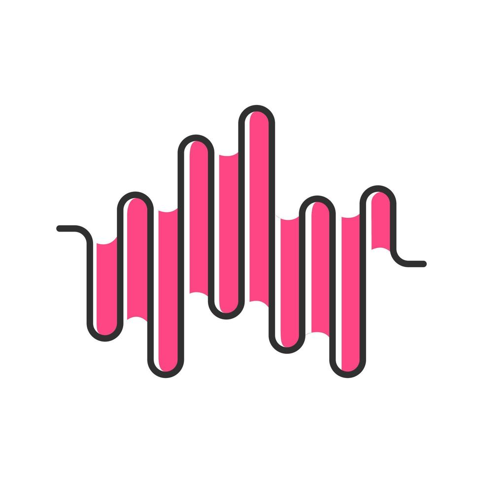 Music rhythm wave color icon. Disco party, dj soundtrack playing. Sound wave. Audio volume, equalizer level. Digital pink soundwave. Song, track, melody frequency. Isolated vector illustration