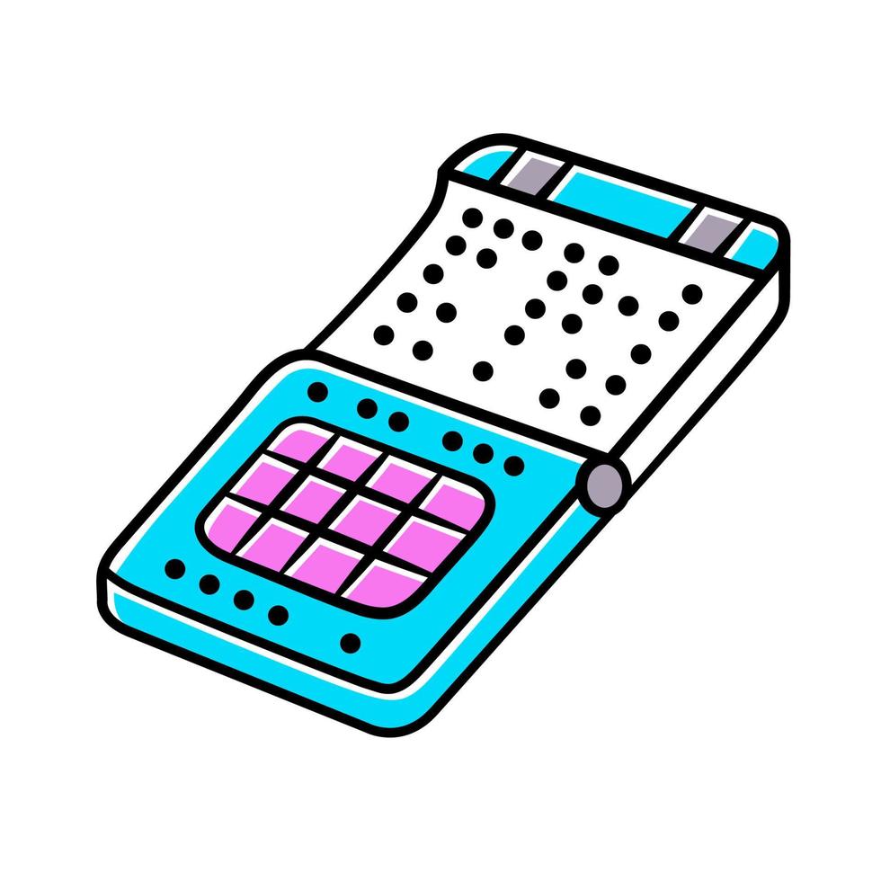 Braille print smartphone color icon. Phone with braille, tactile display, screen. Blind person gadget, technological advancement. Blindness oriented mobile phone. Isolated vector illustration