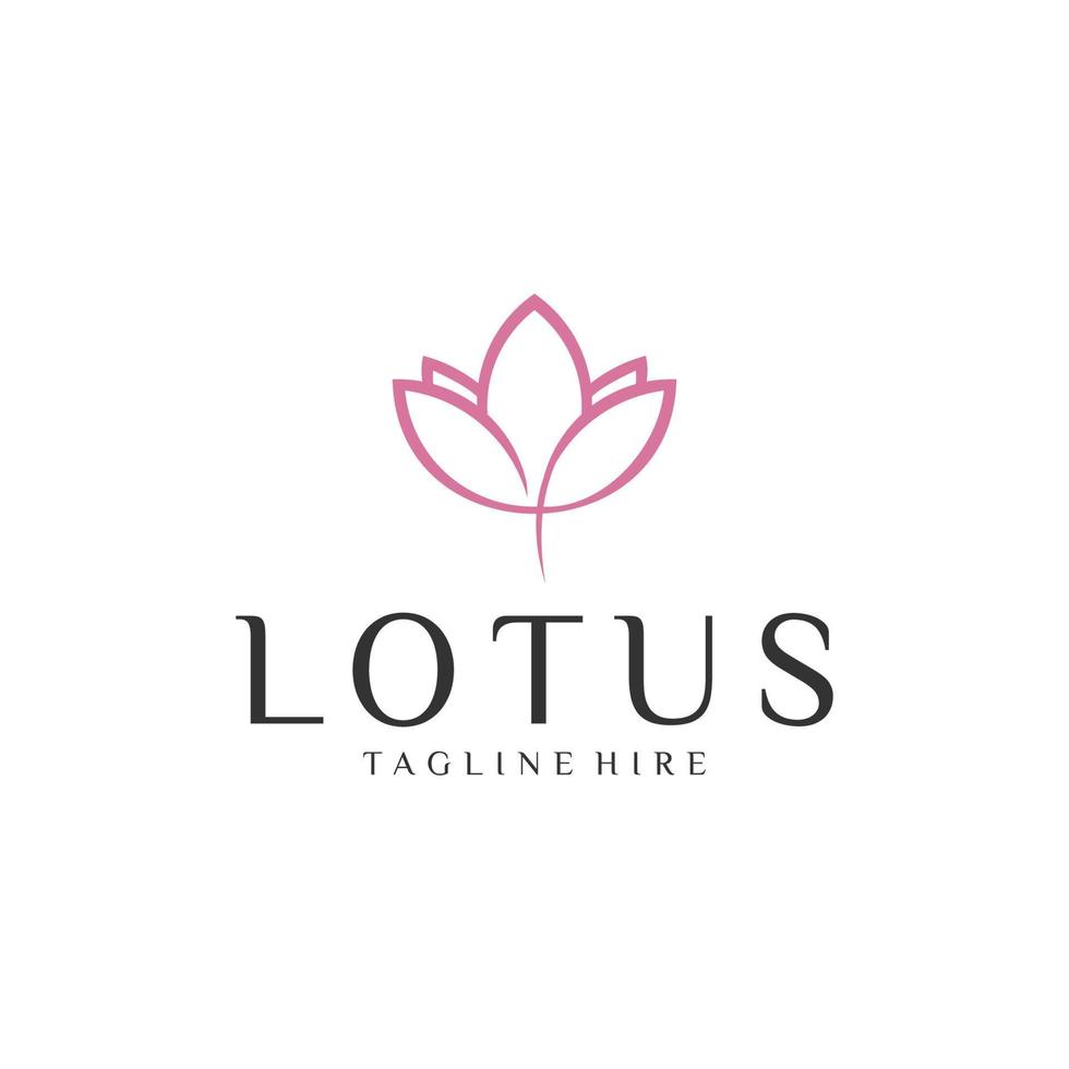 Lotus flower Luxury Logo design vector template Linear style. Fashion Health Fitness Garden Logotype concept icon.